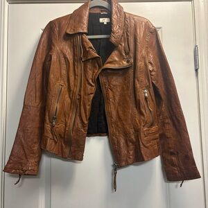 June Genuine Brown Leather Jacket Womens Medium